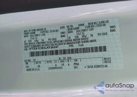 2020 Ford F-150 Xl from USA, damaged, VIN 1FTEX1CB3LKF26247